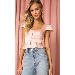Superdown Emmie corset pink satin peplum top